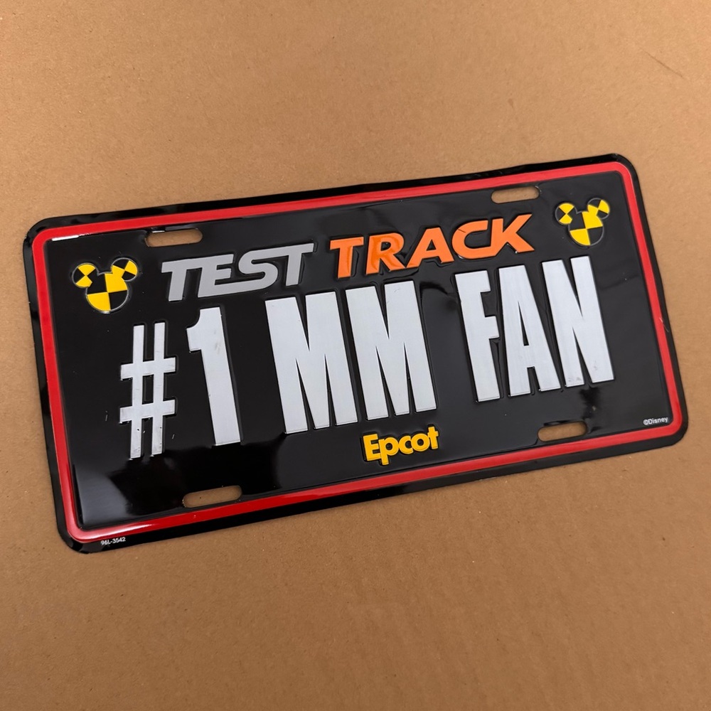 Disney World Epcot Test Track MM Fan license plate.